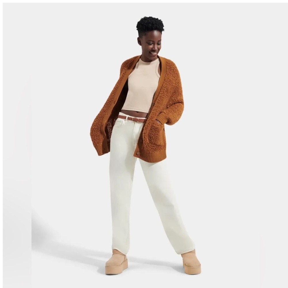 UGG Sherell Cloudfluff Wool Blend Cardigan Button Front Brown Women S